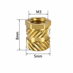 M3X8mm Pirinç Insert (5000-9999 adet)